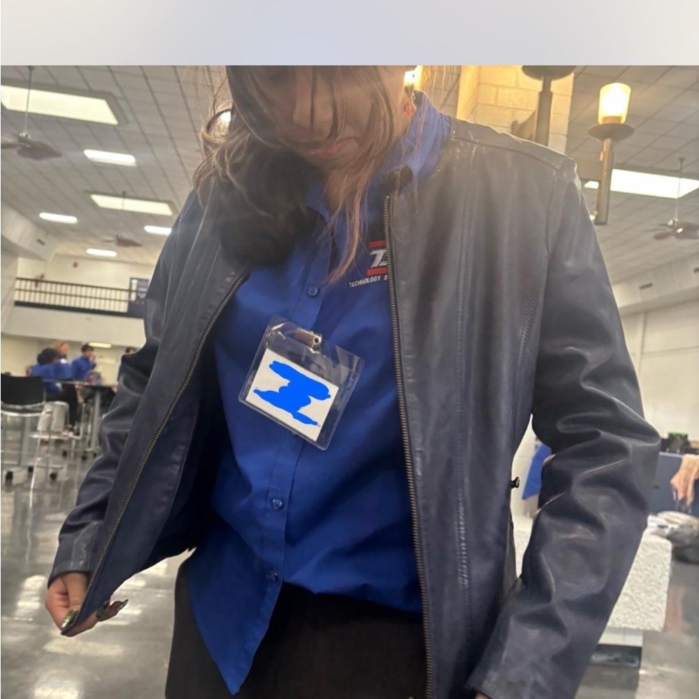 ECRU blue leather jacket